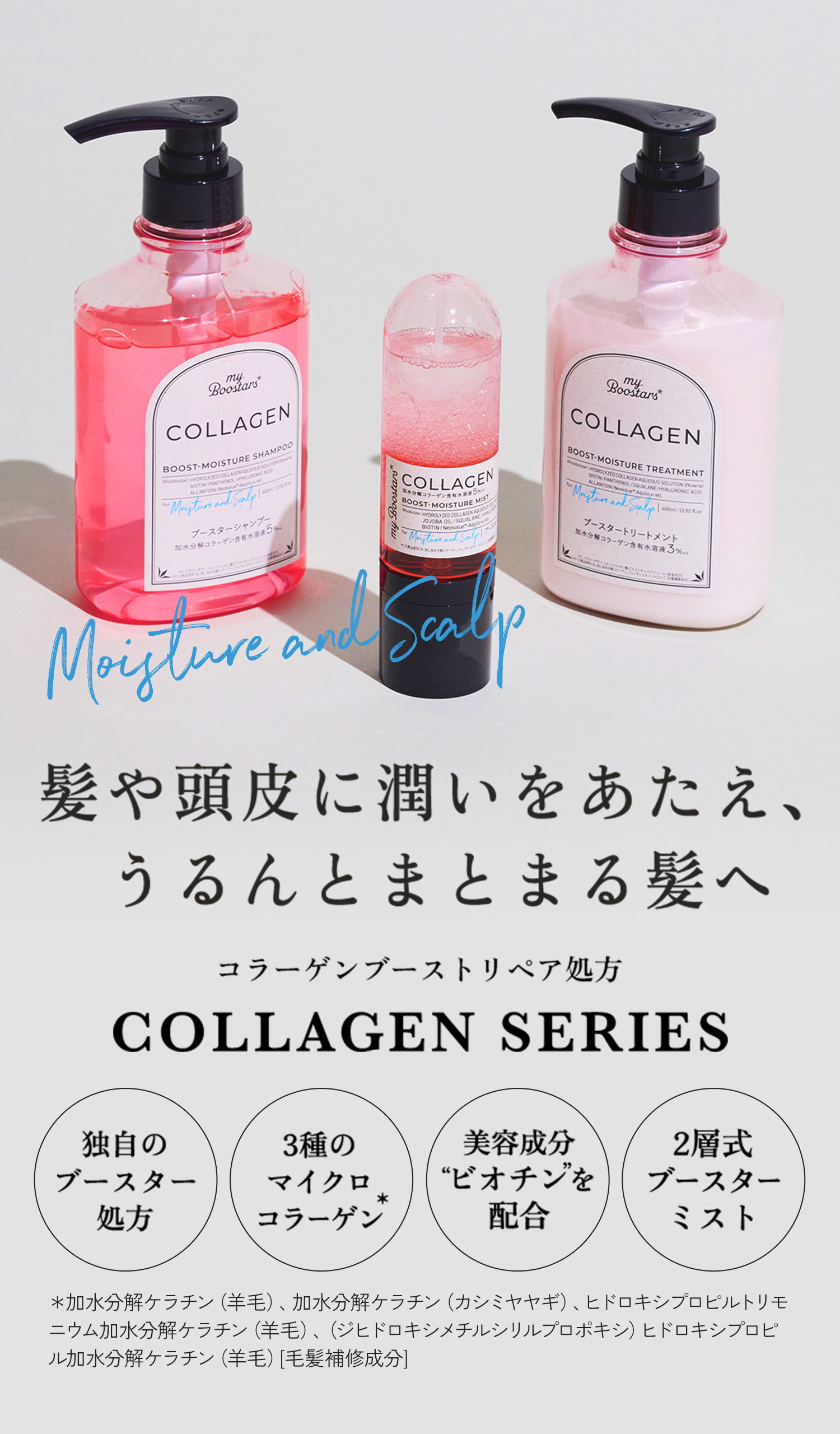 COLLAGEN SERIES 髪や頭皮に潤いをあたえ、うるんとまとまる髪へ
