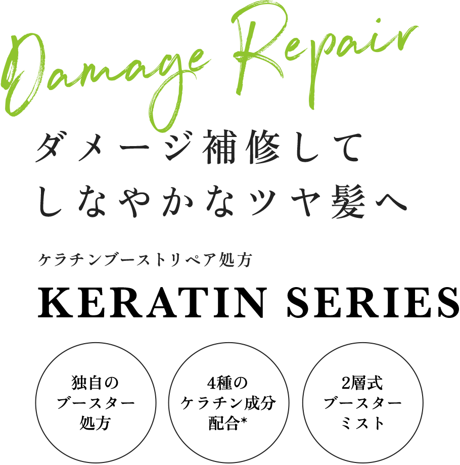 KERATIN SERIES 髪や頭皮に潤いをあたえ、うるんとまとまる髪へ