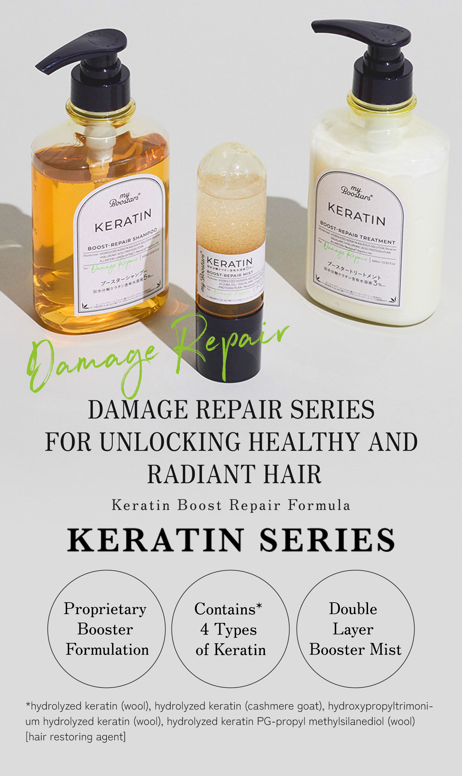 KERATIN SERIES DAMAGE REPAIR SERIES FOR UNLOCKING HEALTHY AND RADIANT HAIR