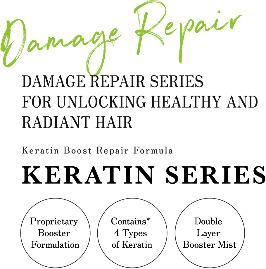 KERATIN SERIES DAMAGE REPAIR SERIES FOR UNLOCKING HEALTHY AND RADIANT HAIR